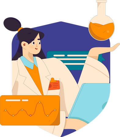 Femme médecin faisant des recherches médicales  Illustration