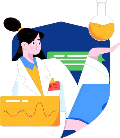 Femme médecin faisant des recherches médicales  Illustration