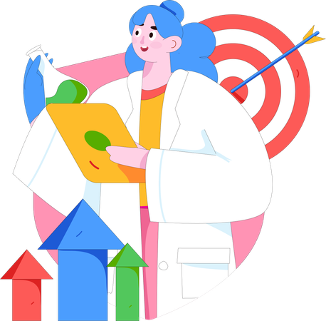 Femme médecin faisant des recherches médicales  Illustration