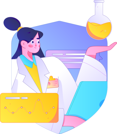 Femme médecin faisant des recherches médicales  Illustration