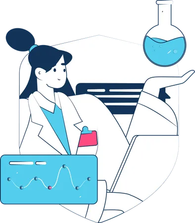 Femme médecin faisant des recherches médicales  Illustration