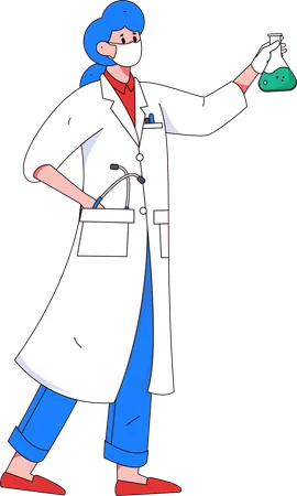 Femme médecin faisant un test  Illustration