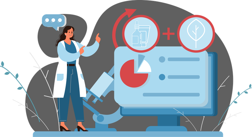 Femme médecin effectuant une analyse médicale  Illustration