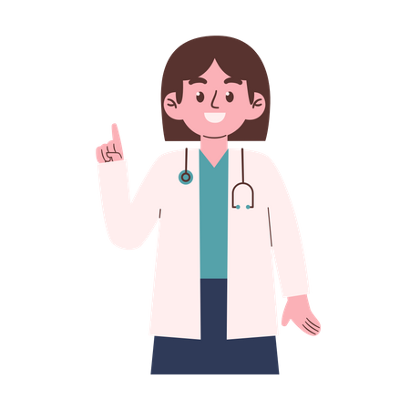 Femme médecin levant le premier doigt  Illustration