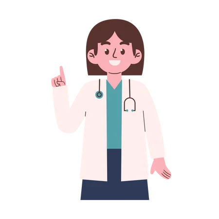 Femme médecin levant le premier doigt  Illustration