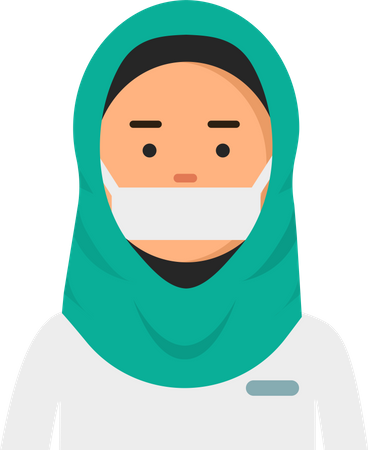 Femme médecin musulmane avec masque facial  Illustration