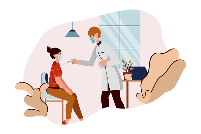 Femme médecin prélevant un échantillon de sang du patient  Illustration