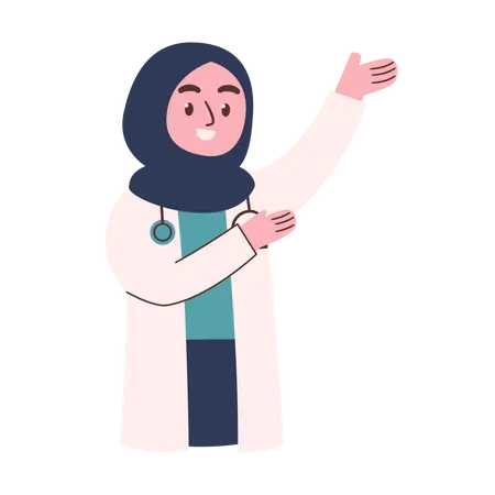 Femme Medecin Portant Le Hijab Illustration