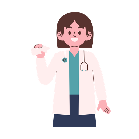 Femme médecin tenant une bouteille  Illustration