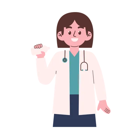 Femme médecin tenant une bouteille  Illustration