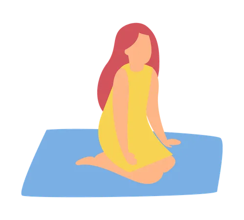 La femme médite sur le tapis de yoga  Illustration