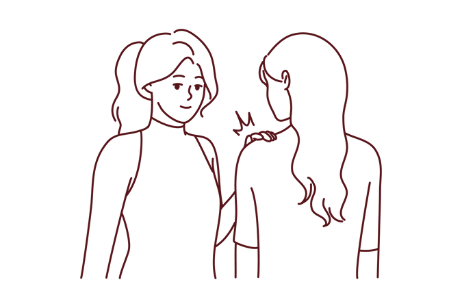 Femme mettant la main à une fille  Illustration