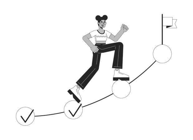 Femme franchissant des étapes importantes  Illustration