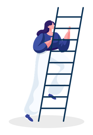 Une femme monte les escaliers pour réussir  Illustration