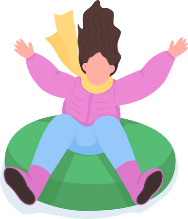 Femme monter sur un toboggan en tube  Illustration
