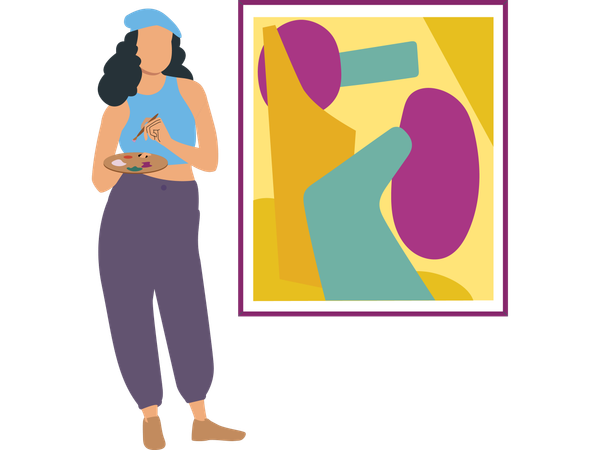 Femme montrant de l'art abstrait  Illustration