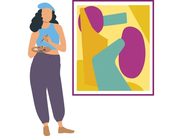 Femme montrant de l'art abstrait  Illustration