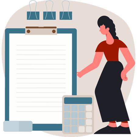 Femme montrant un presse-papiers de bureau  Illustration