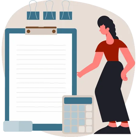 Femme montrant un presse-papiers de bureau  Illustration