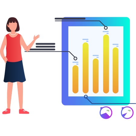 Femme montrant un diagramme d'affaires  Illustration