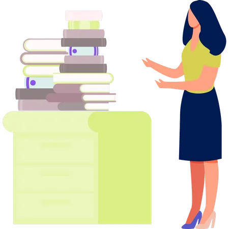 Femme montrant différents livres d'éducation  Illustration