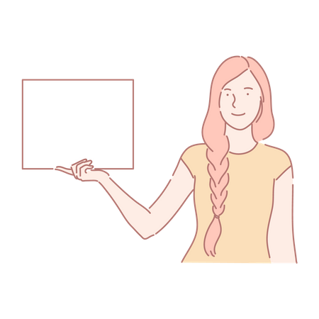 Femme montrant du carton ordinaire  Illustration