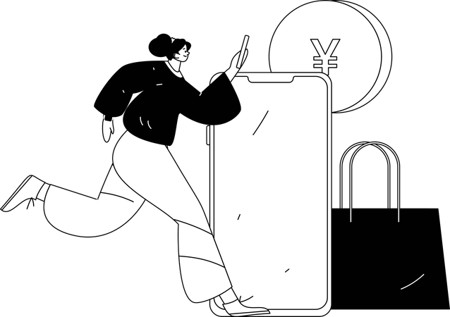 Femme montrant une facture de paiement  Illustration