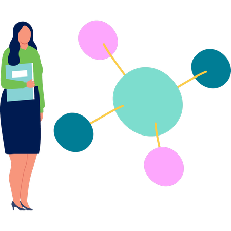 Femme montrant la formule atomique  Illustration