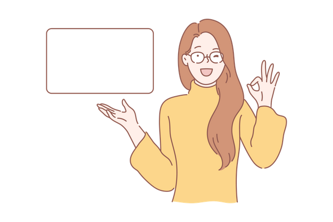 Femme montrant le conseil de commercialisation  Illustration