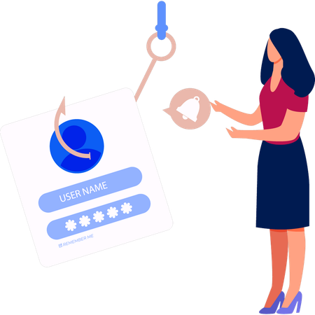 Femme montrant le piratage d'un compte utilisateur  Illustration