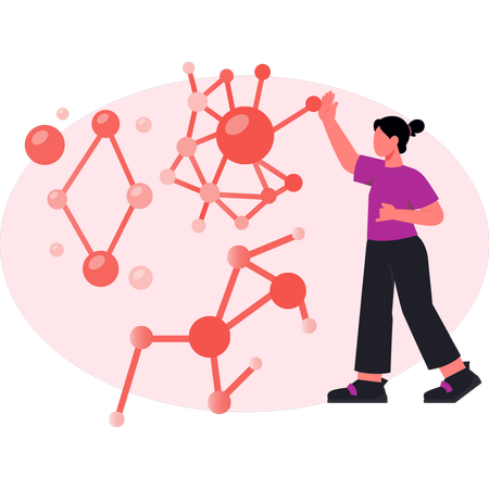 Femme montrant une molécule d'ADN  Illustration