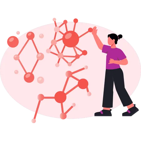 Femme montrant une molécule d'ADN  Illustration