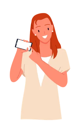 Femme montrant le téléphone  Illustration