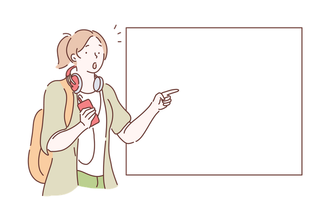 Femme montrant une carte simple  Illustration