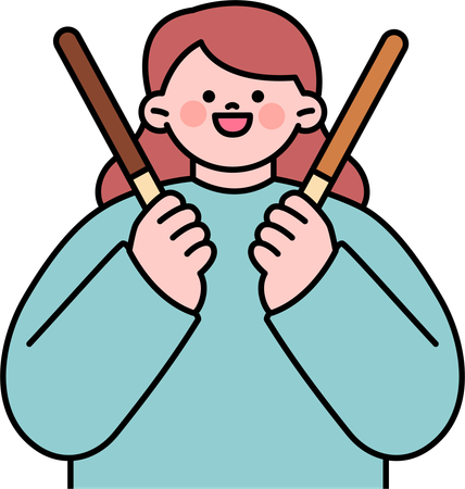 Une femme montre des bâtonnets de chocolat vides  Illustration