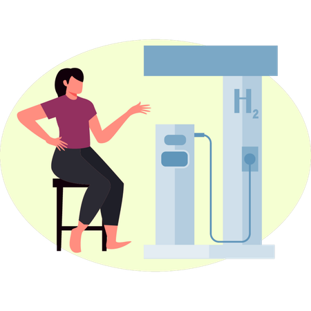 Une femme montre une pompe à essence  Illustration