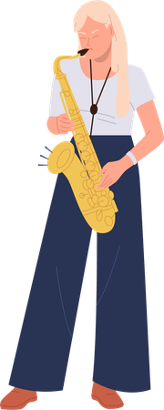 Femme musicienne jouant du saxophone  Illustration