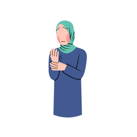 Femme musulmane souffrant de douleurs au poignet  Illustration