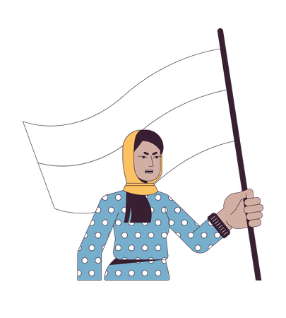 Femme musulmane avec drapeau  Illustration