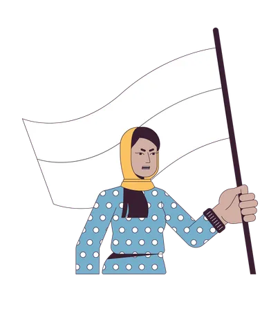 Femme musulmane avec drapeau  Illustration