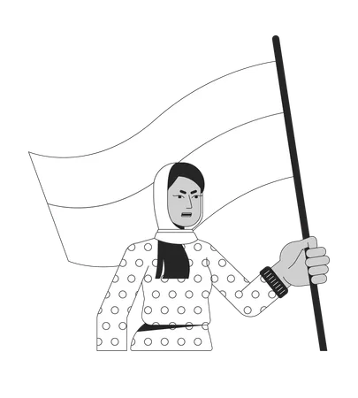 Femme musulmane avec drapeau  Illustration