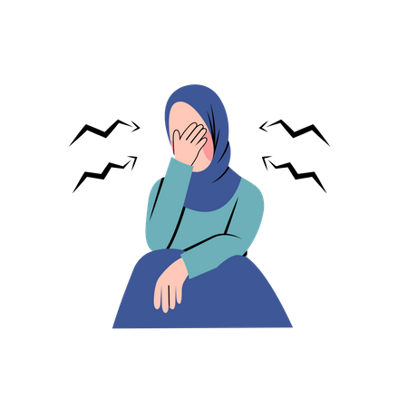 Femme musulmane ayant des problèmes de santé mentale  Illustration