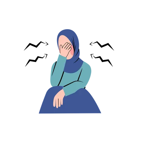 Femme musulmane ayant des problèmes de santé mentale  Illustration