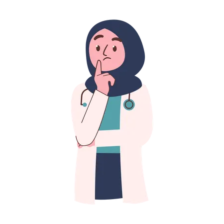 Femme médecin musulmane confuse  Illustration