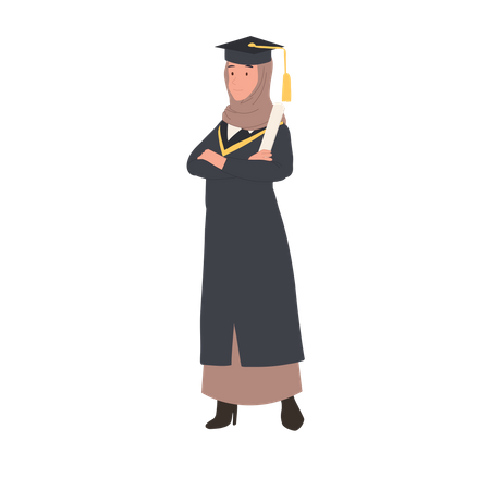 Femme musulmane diplômée avec certificat  Illustration