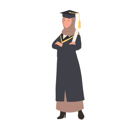 Femme musulmane diplômée avec certificat  Illustration