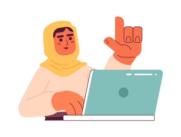 Femme musulmane en hijab au travail  Illustration