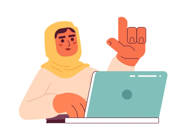 Femme musulmane en hijab au travail  Illustration