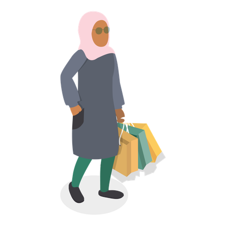 Femme musulmane en hijab faisant du shopping  Illustration