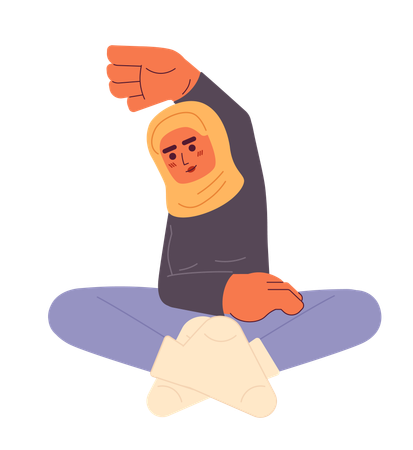 Femme musulmane exerçant sa flexibilité  Illustration